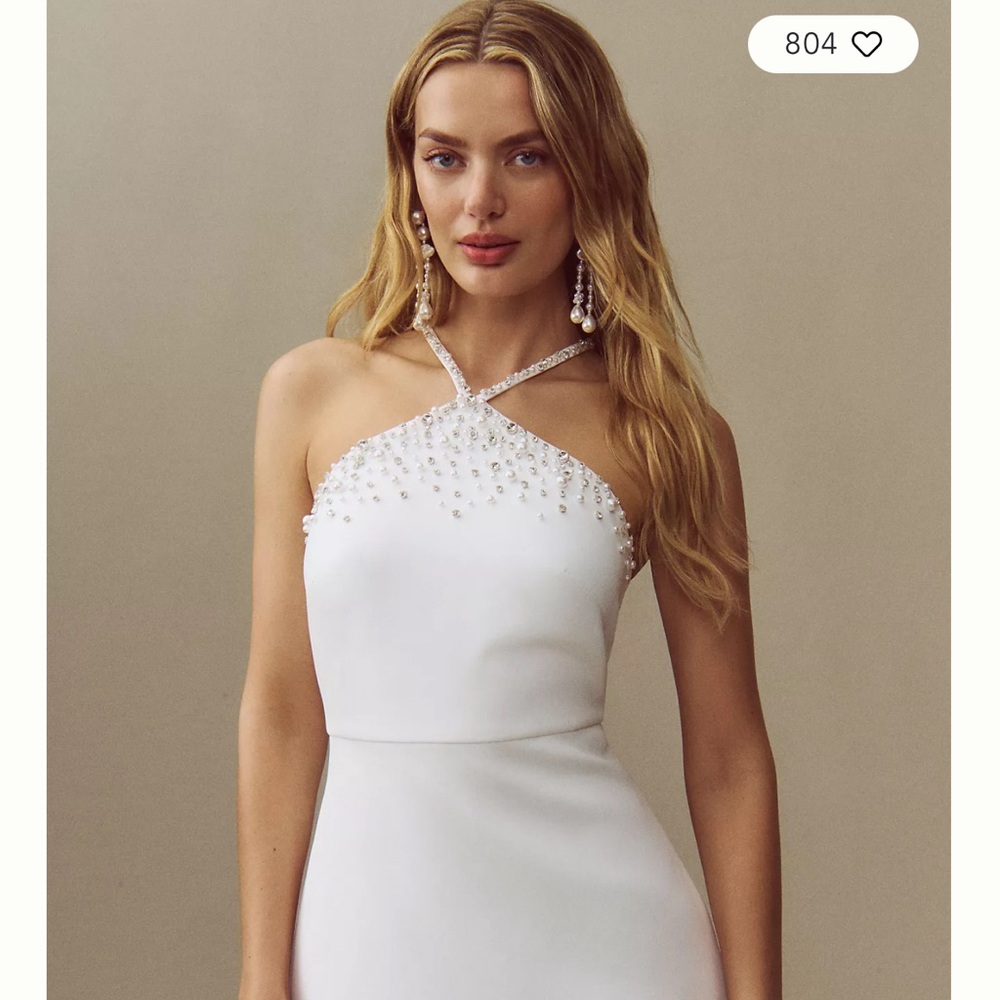 Sachin & Babi Halter Gem & Pearl Mini Dress